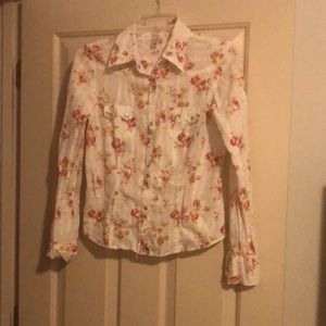 Floral button down western style shirt